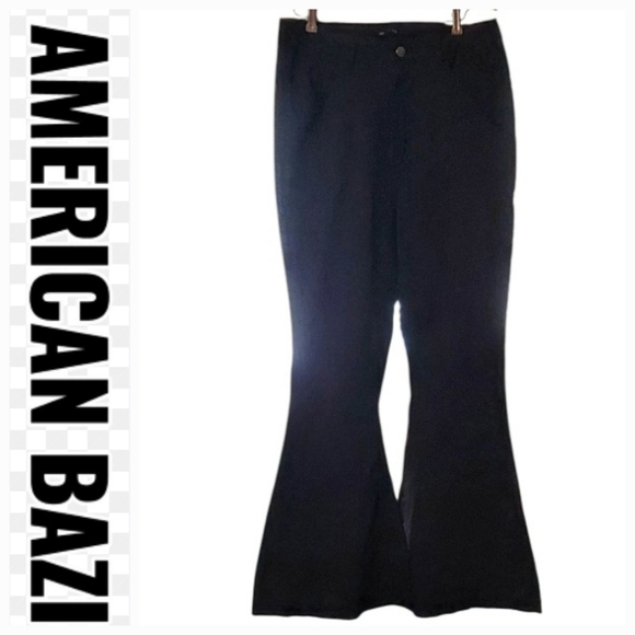 NWT American Bazi Black High Rise Flare Jeans ~Large - Picture 4 of 8